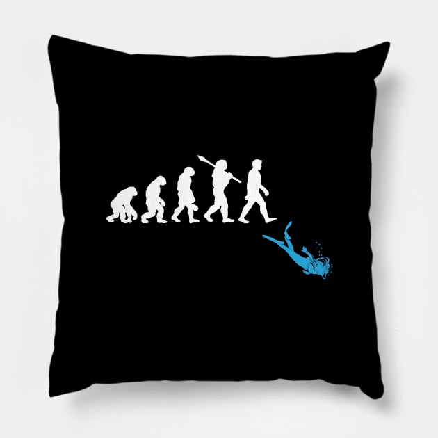 Scuba Diving Human Evolution Pillow by captainmood