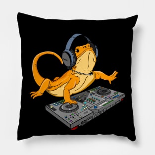 Bearded Dragon DJ Sound Tech Party Pillow