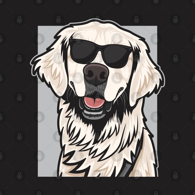 Smiling Cream Golden Retriever Wearing Glasses by Dogiviate