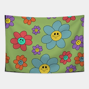 happy pop art flowers Tapestry