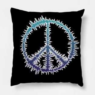 Peace Sign Sound | Audio Waves Blue Pillow