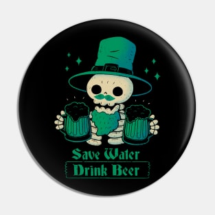 Skeleton St Patrick drinks Beer Pin