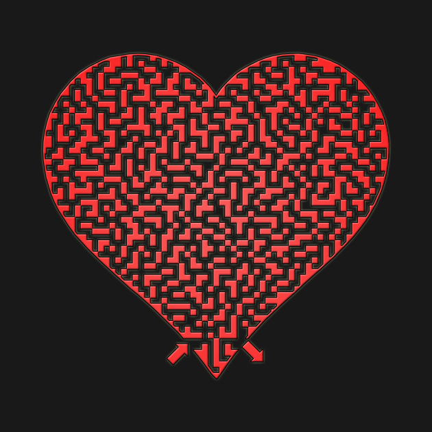 Disover Red Heart Shaped Maze - Maze - T-Shirt