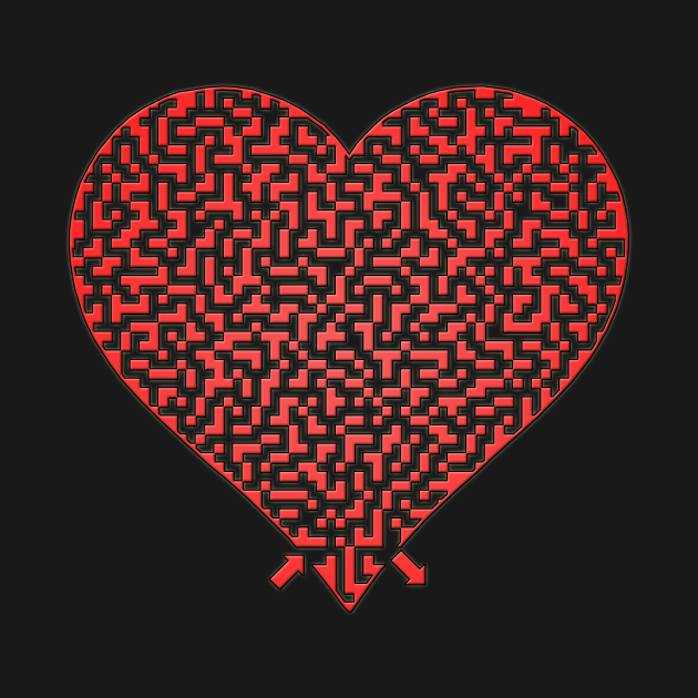 Discover Red Heart Shaped Maze - Maze - T-Shirt