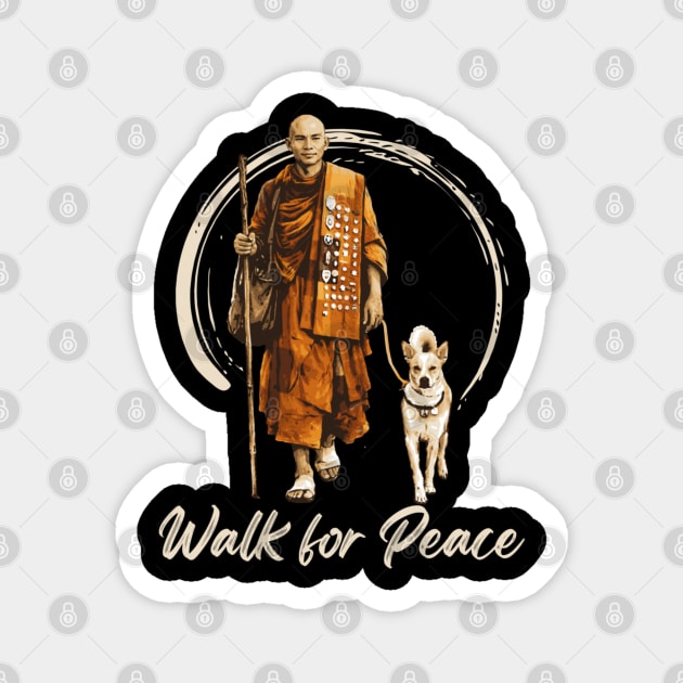 Walk for Peace Monks with Aloka Magnet by dtr_art