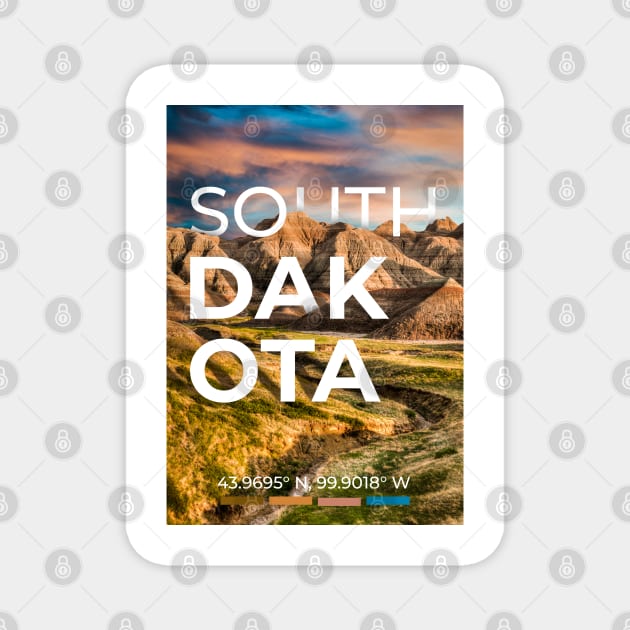 South Dakota Travel Poster Magnet by mardavemardave