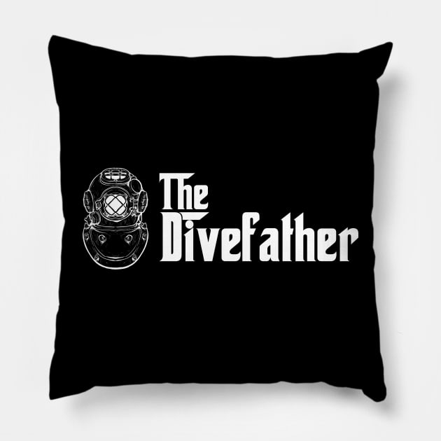 The Dive Father, Scuba Diving Addict Pillow by Teessential