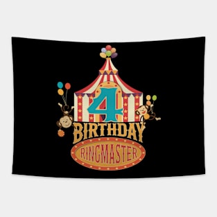 4th Birthday Ringmaster Kids Circus Lover B-day Party graphic Tapestry