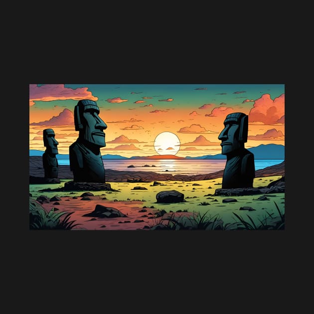 Easter island at sunset by LM Designs by DS