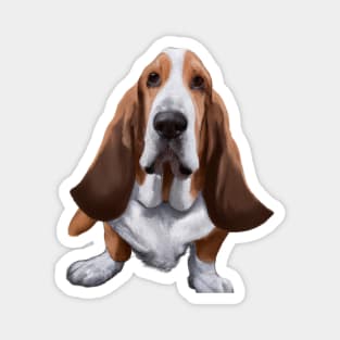 Cute Basset Hound Drawing Magnet