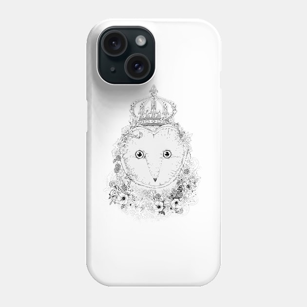 majestic barn owl with flowers Phone Case by Kisho