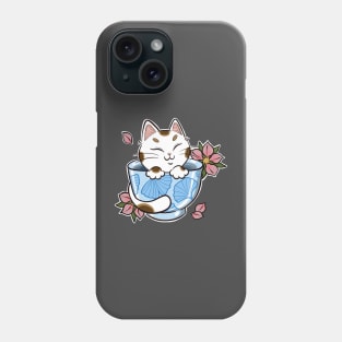 japanese tea cat tattoo Phone Case