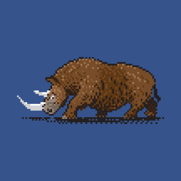 Prehistoric Pixels - Woolly Rhino by TeeBC