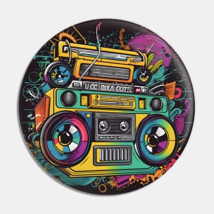 Ghetto Blaster Boom Box 80s Hip-Hop Stereo Pin