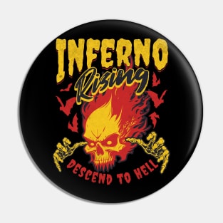 Death Skull on Fire Descending to Hell Pin