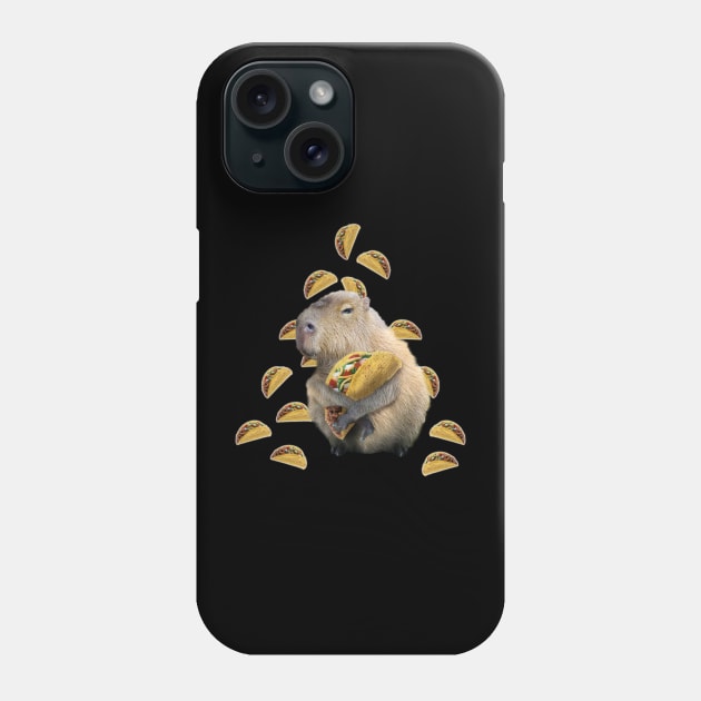 Capybara Capybaras Eating Taco Tacos, Funny Cute Phone Case by Random Galaxy