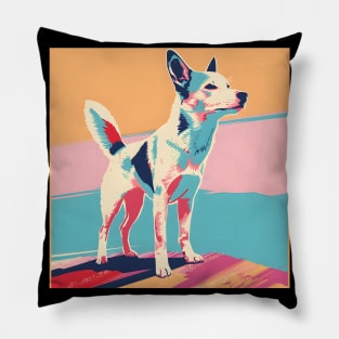 Retro Canaan Dog: Pastel Pup Revival Pillow