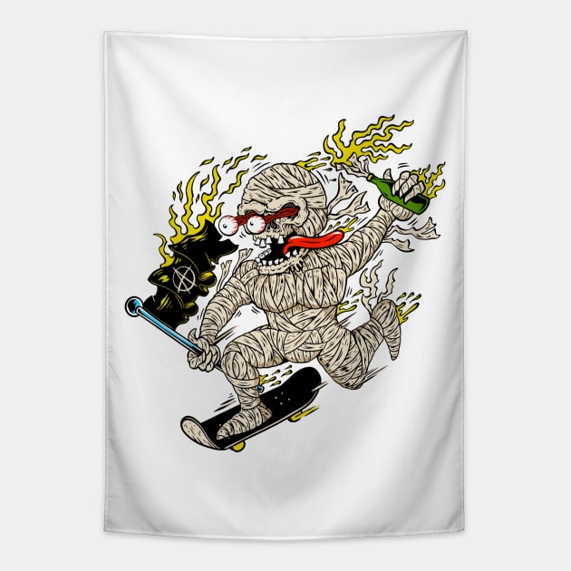 Riot Mummy (front print) Tapestry by Joe Tamponi
