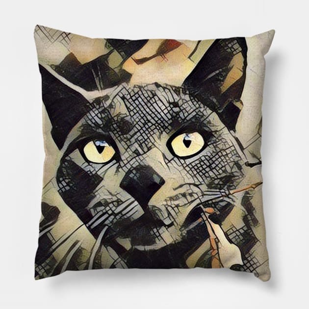 Cute Cat Pet Art Pillow by MariaStore