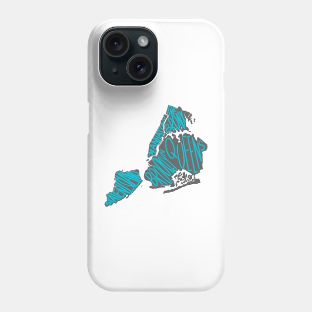 New York City Borough Map Phone Case by GrellenDraws