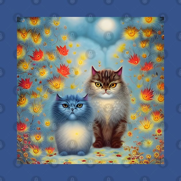 Two Paws Think Alike - Cat Couple in Autumn by Christine aka stine1