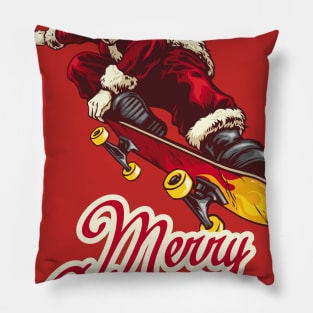 Merry Christmas Santa Claus skate skateboards Pillow