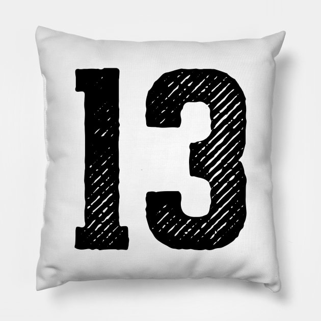 Rough Number 13 Pillow by colorsplash