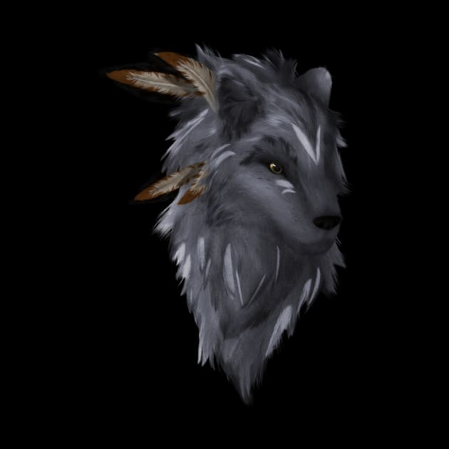 The Native Wolf (colored grey version) by Wolfano