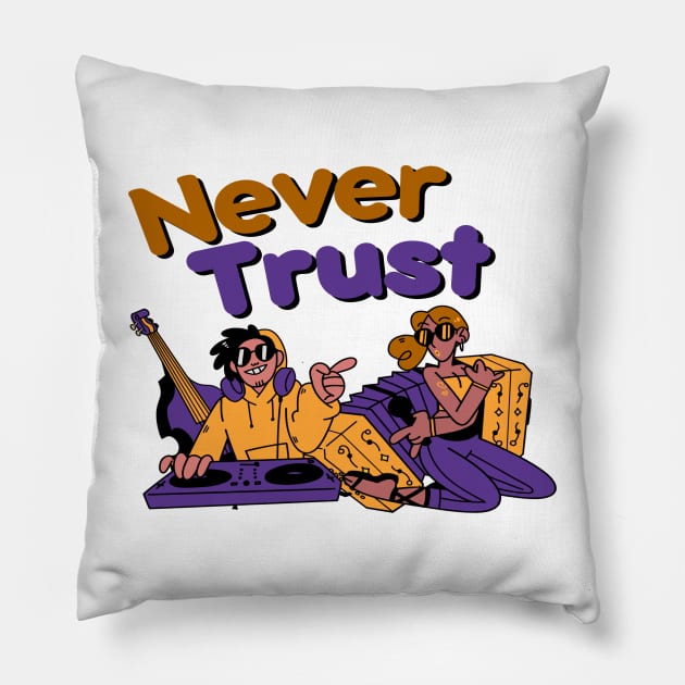 Never Trust - Best Vintage 90s Pillow by 2 putt duds