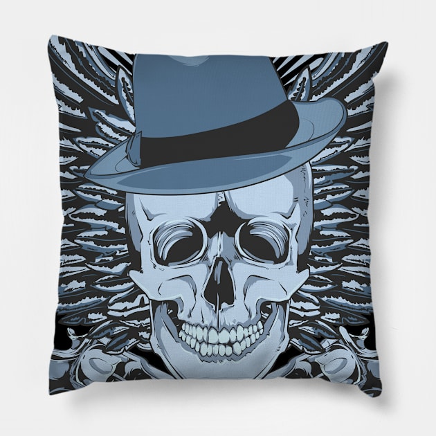 Skull whit gun Pillow by Shapwac12