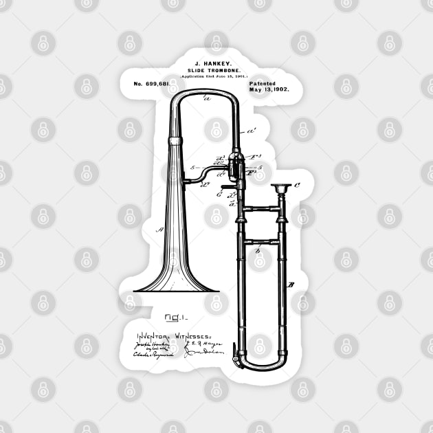 Slide Trombone Patent 1902 Musician Gift Magnet by MadebyDesign