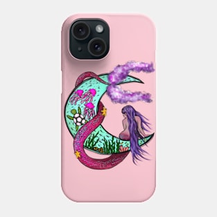 Mermaid on the moon Phone Case