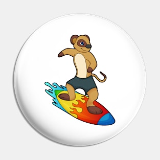 Meerkat as Surfer with Surfboard Pin