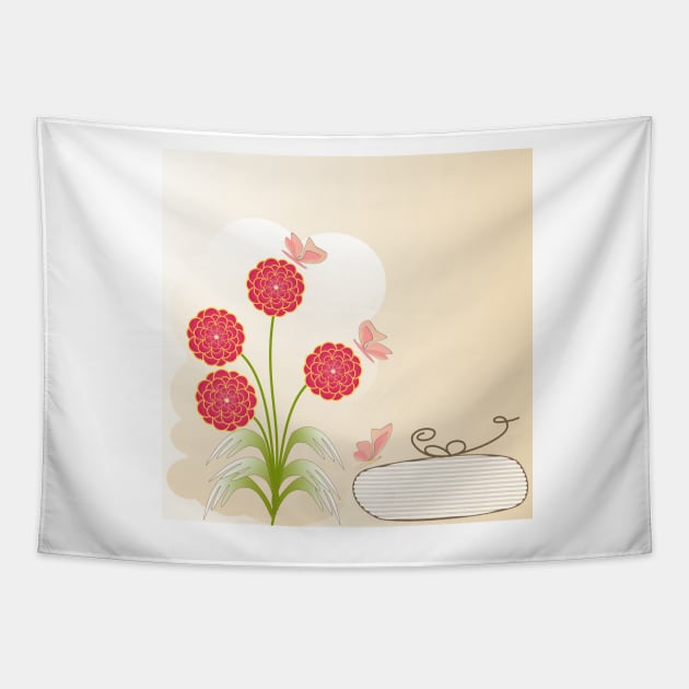 Floral background with vintage  flowers vector design and copy space. Tapestry by ikshvaku