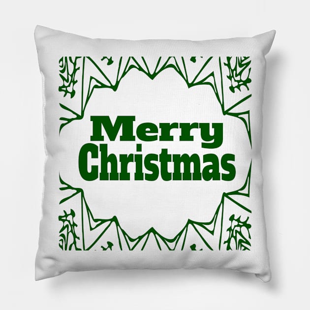 Merry and Bright - "Merry Christmas"  Abstract Line Art Design Pillow by YayYolly