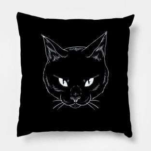 The black cat's mysterious gaze Pillow