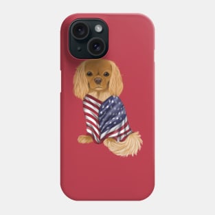 USA American Flag, Ruby Cavalier King Charles Spaniel Phone Case