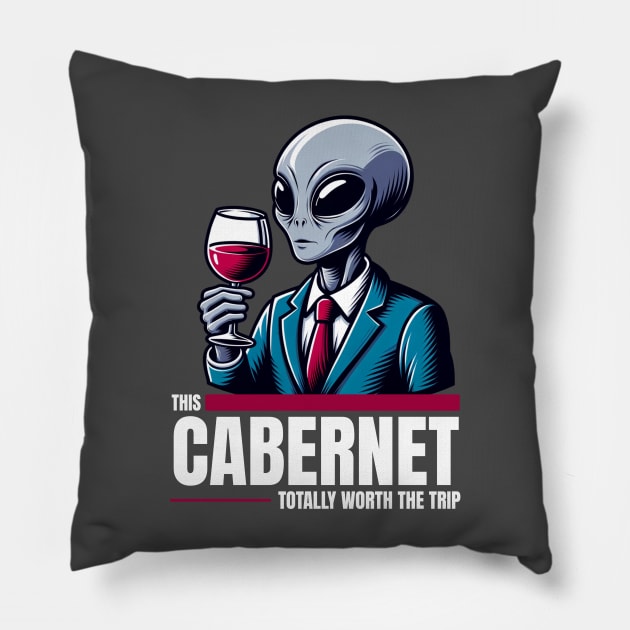 Worth the Trip - Alien with Wine Pillow by Critter Chaos