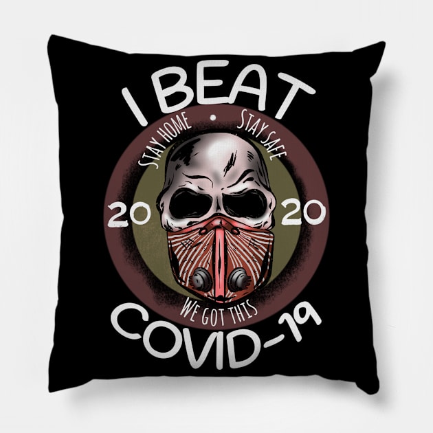 I Beat Covid 19 Pillow by Danispolez_illustrations