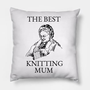 THE BEST KNITTING CRAFTS MUM LINE ART SIMPLE VECTOR STYLE, MOTHER OLD TIMES Pillow