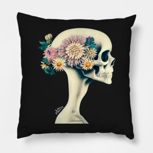 Skull with floral crown Pillow