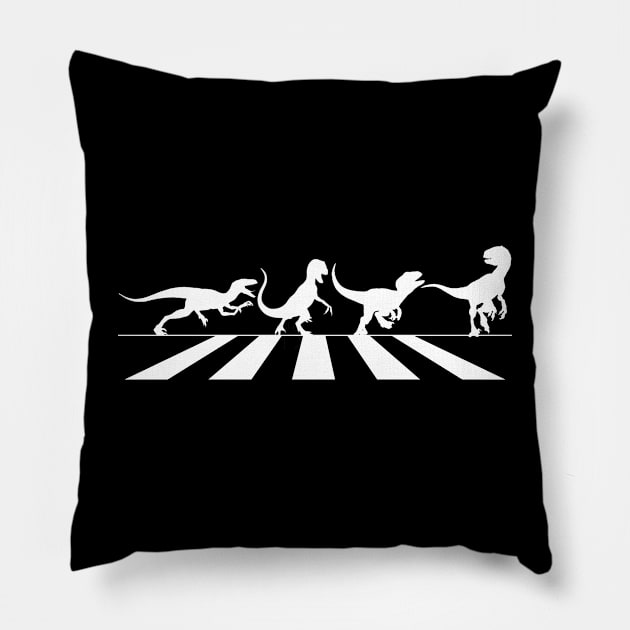 Velociraptor Abbey Road Crossing Pillow by IORS