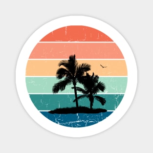 Retro Sunset with Palm Tree silhouette Magnet