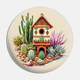 Watercolor New Mexico style Birdhouse Pin