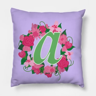 Monogram A, Personalized Floral Initial Pillow