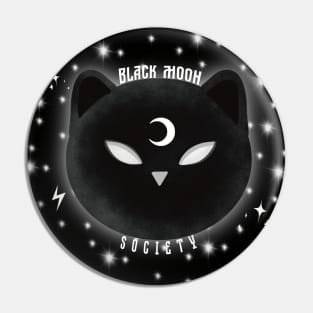 Black cat black moon society Pin