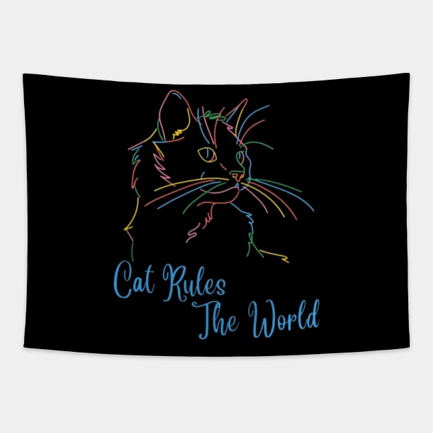 Cat Rules The World Tapestry by Asterme