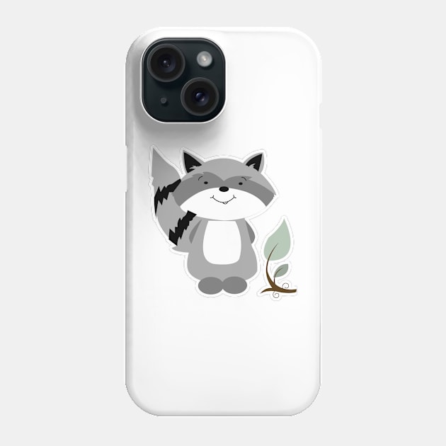 Enchanted Forest Raccoon Cartoon Animal Phone Case by JessDesigns