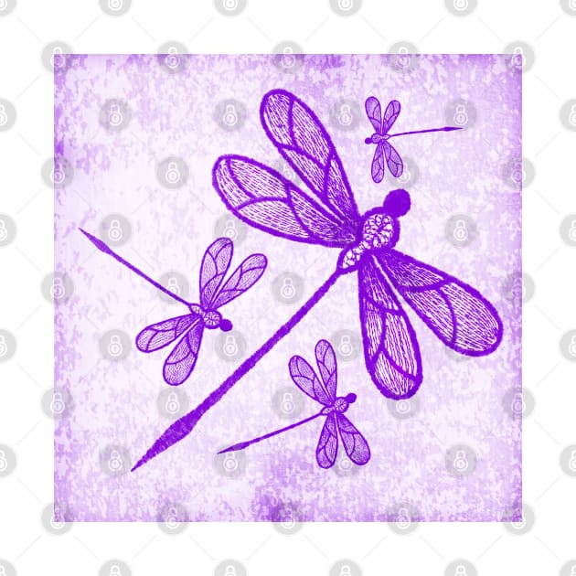 Beautiful abstract dragonflies in purple by hereswendy