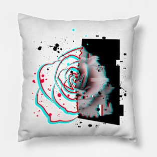 Glitch Rose art Pillow